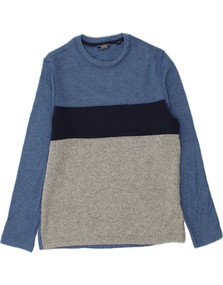 IZOD Mens Top Long Sleeve Medium Blue Colourblock Polyester Vintage Izod and Second-Hand Izod from Messina Hembry 