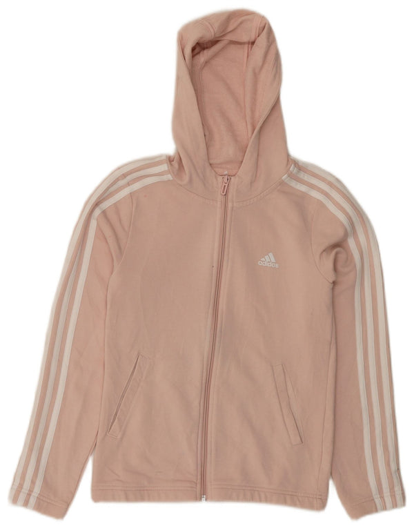 ADIDAS Girls Zip Hoodie πουλόβερ 11-12 ετών Ροζ