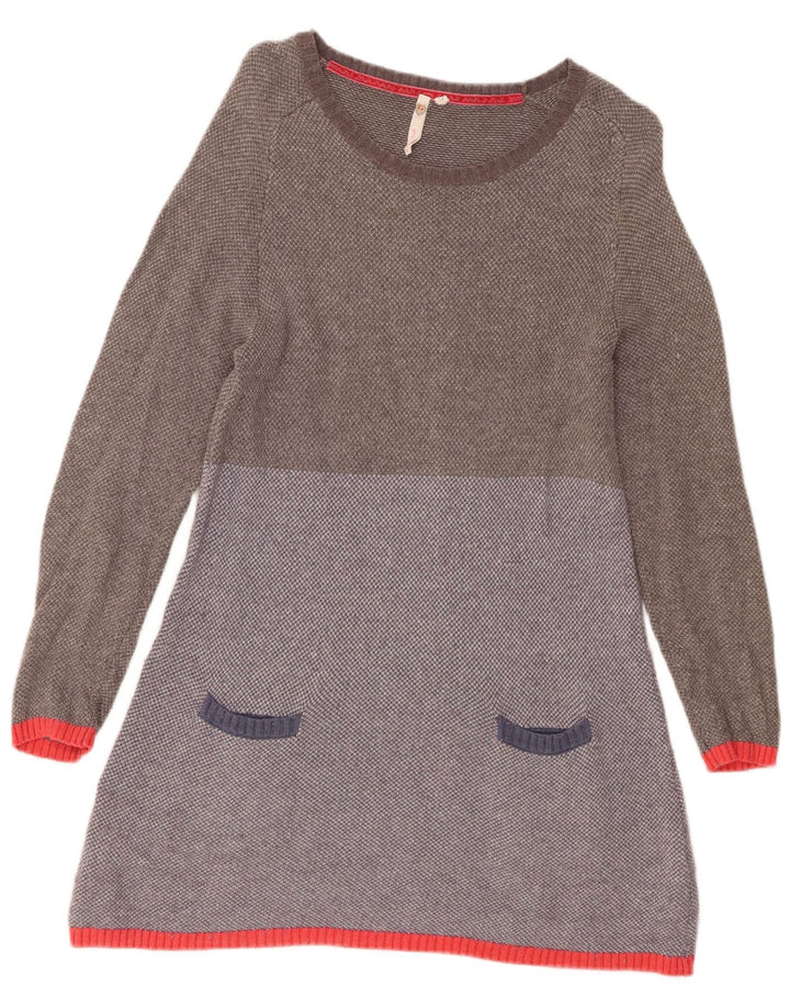 WHITE STUFF Γυναικείο Jumper Φόρεμα UK 12 Βαμβακερό μεσαίο γκρι χρώμα