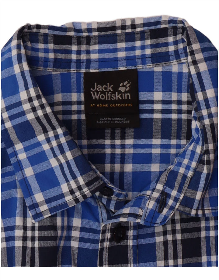 Ανδρικό κοντομάνικο πουκάμισο JACK WOLFSKIN UK 36/38 Small Blue Check Polyamide