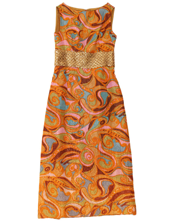 Vintage Γυναικείο Αμάνικο Maxi Φόρεμα UK 12 Medium πολύχρωμο Paisley
