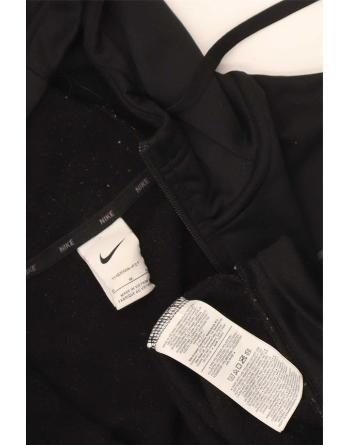 Ανδρικό πουλόβερ Nike Therma-Fit με φερμουάρ, μεσαίο μαύρο πολυεστέρα