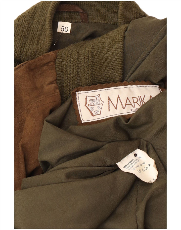Vintage Ανδρικό Suede Bomber Jacket IT 50 Large Brown Δερμάτινο