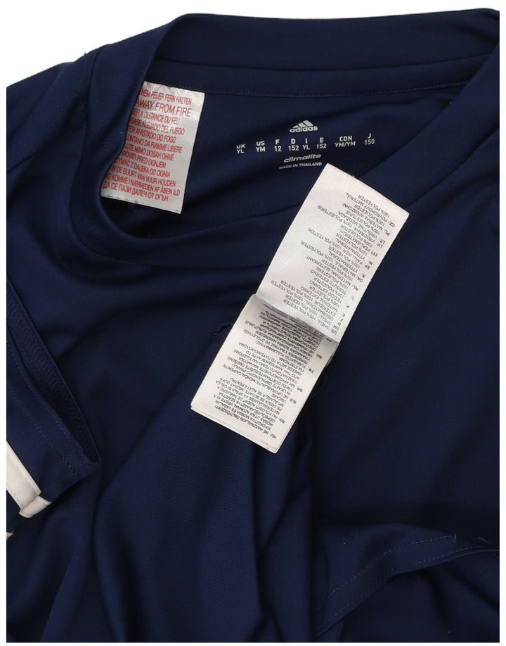 Adidas Boys Climalite T-Shirt Top 11-12 Years Large Navy Blue Polyester