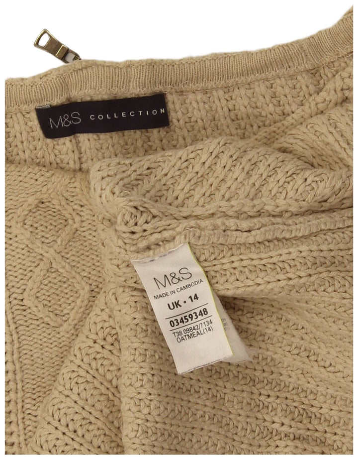 Marks & Spencer Γυναικείο πουλόβερ με λαιμόκαυμα μεγάλου μεγέθους UK 14 Large Beige