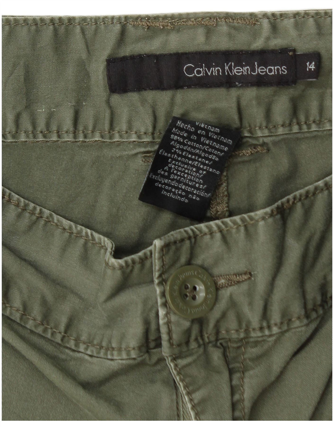 Γυναικείο casual σορτς CALVIN KLEIN US 14 XL W34 Χακί βαμβακερό