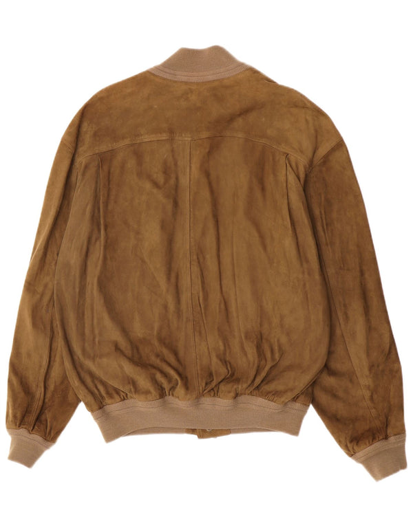 Vintage Ανδρικό Suede Bomber Jacket EU 50 Large Khaki Leather