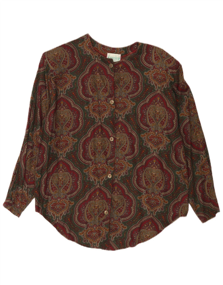 Vintage γυναικείο πουκάμισο μπλούζα UK 14 Medium πολύχρωμο Paisley Viscose