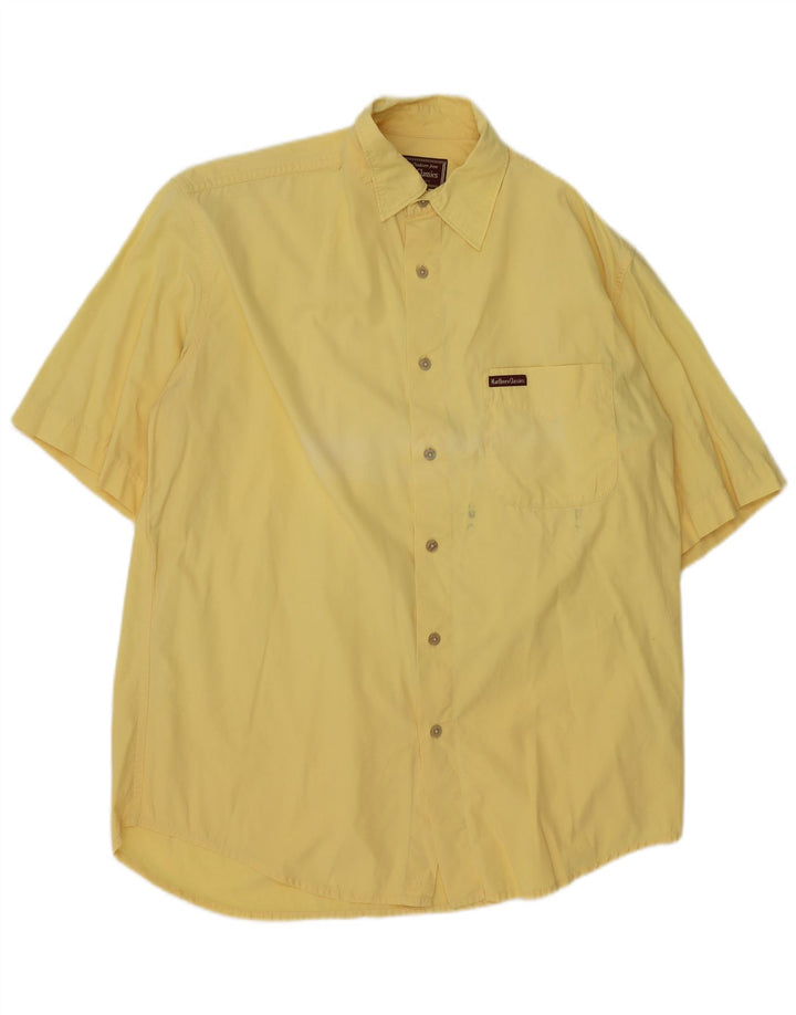 MARLBORO CLASSICS Mens Short Sleeve Shirt Medium Yellow Cotton
