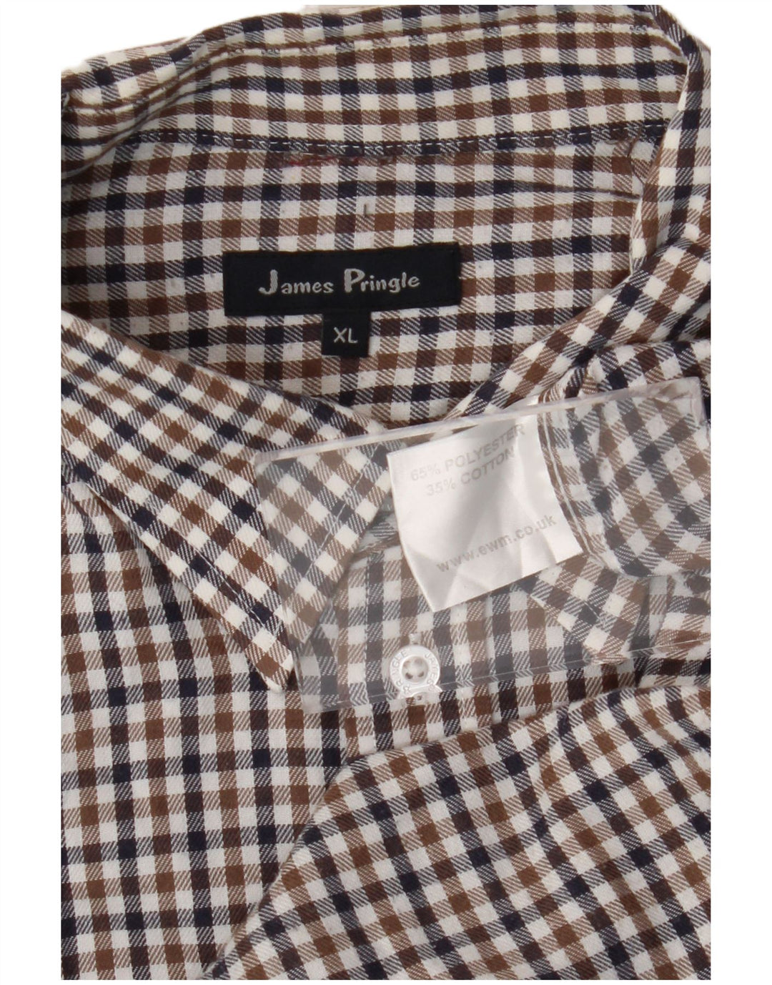 Ανδρικό πουκάμισο James Pringle XL Brown Check Polyester