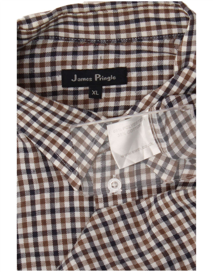 Ανδρικό πουκάμισο James Pringle XL Brown Check Polyester