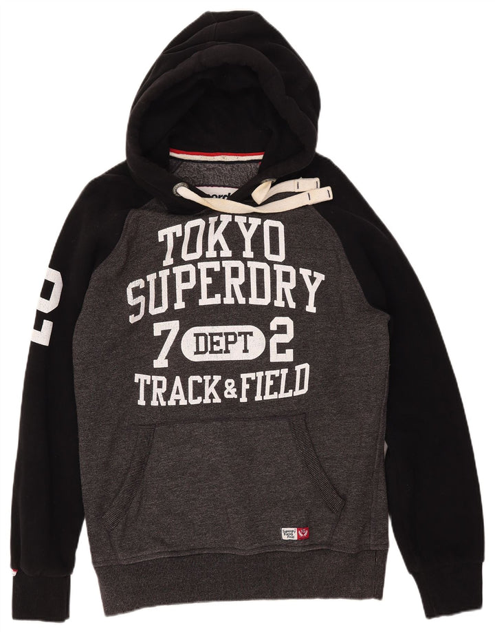 SUPERDRY Ανδρικά γραφικά με κουκούλα στίβου με μεγάλο γκρι χρώμα