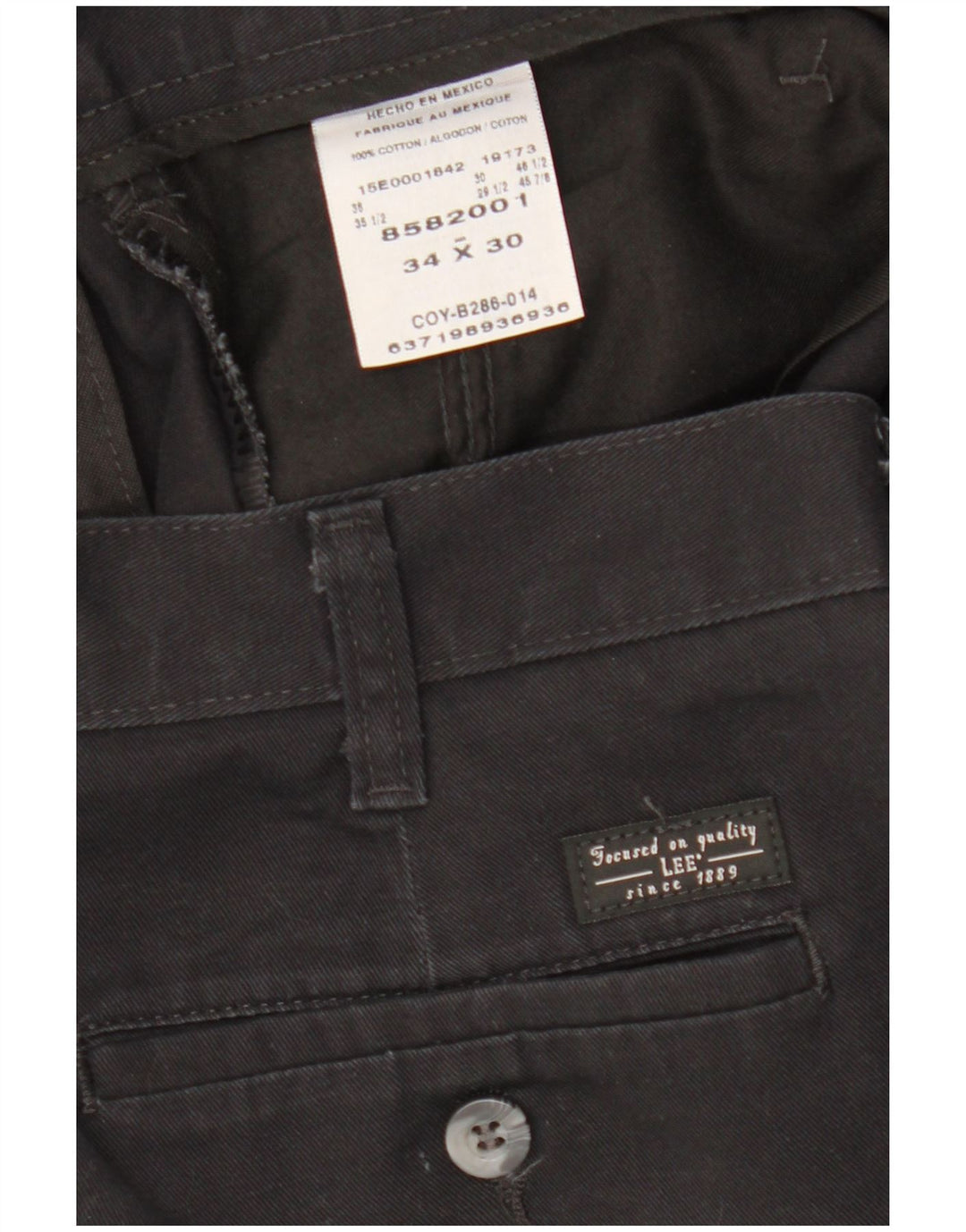 Ανδρικό ίσιο παντελόνι Chino LEE W34 L30 μαύρο βαμβακερό