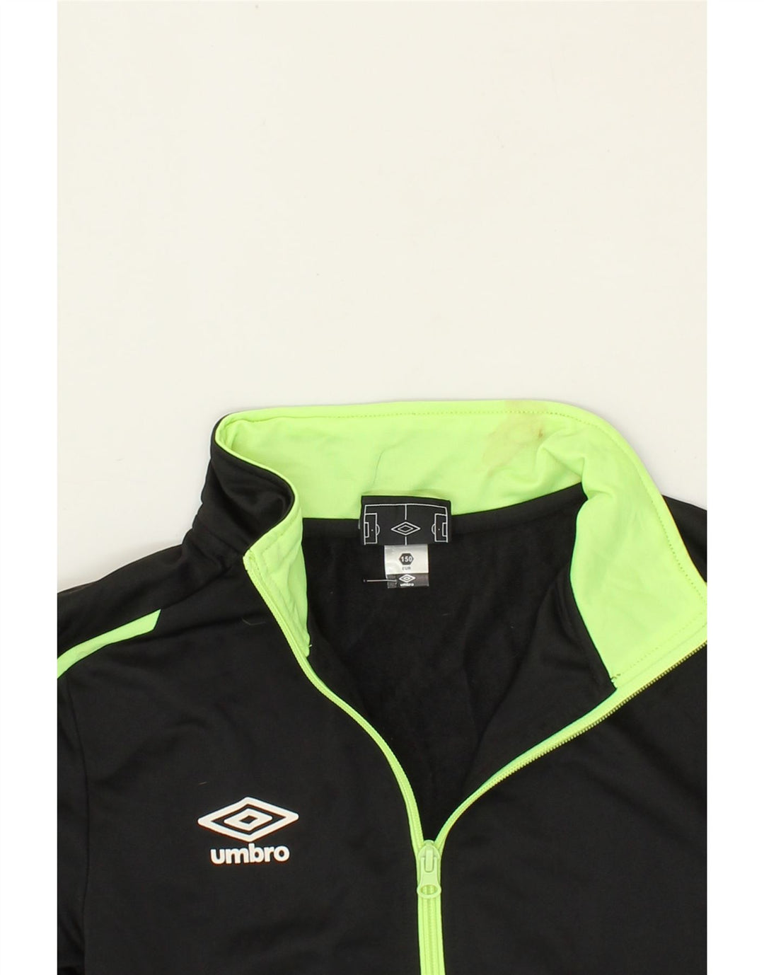UMBRO Boys Graphic Tracksuit Top Jacket 9-10 Years Black Polyester Vintage Umbro and Second-Hand Umbro from Messina Hembry 