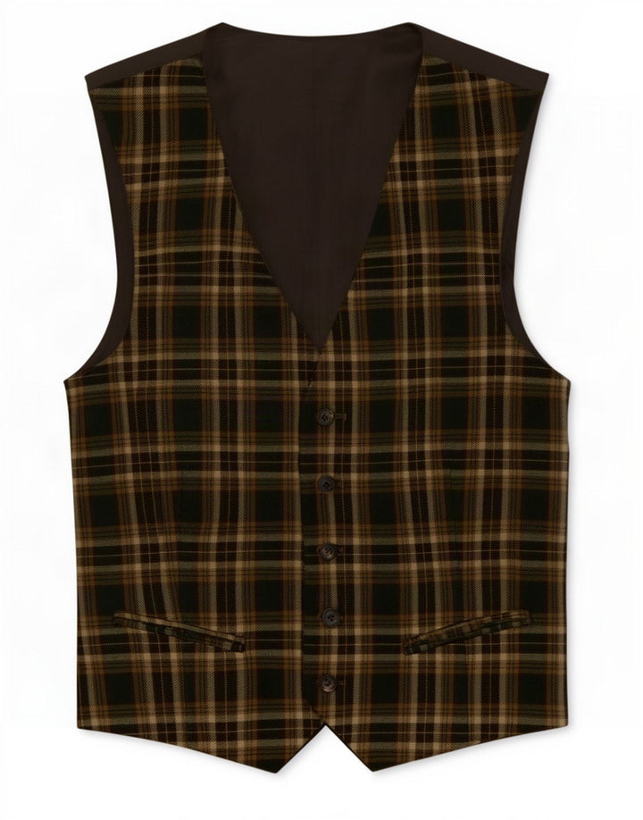 Vintage Ανδρικό Γιλέκο IT 48 Μέτριο Πράσινο Check Virgin Wool