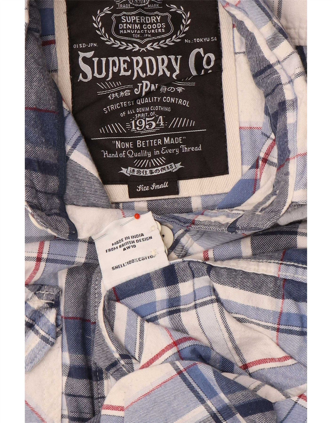 Ανδρικό φανελένιο πουκάμισο Superdry Μικρό Μπλε καρό βαμβακερό