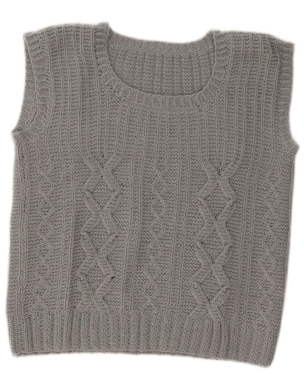 Vintage Womens Vest Tank Top UK 14 Medium Grey