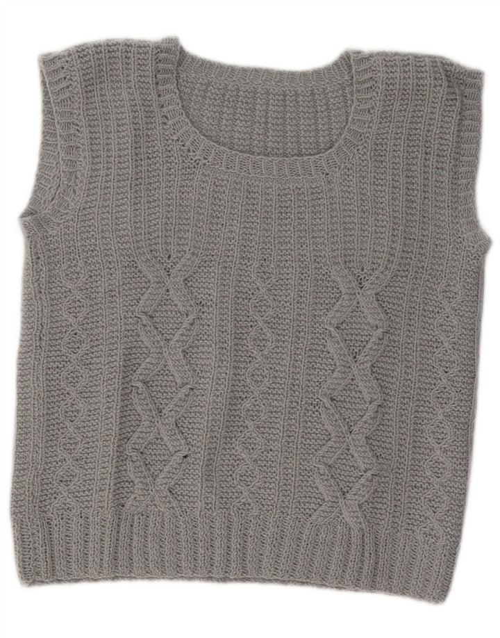 Vintage γυναικείο γιλέκο Tank Top UK 14 Medium Grey