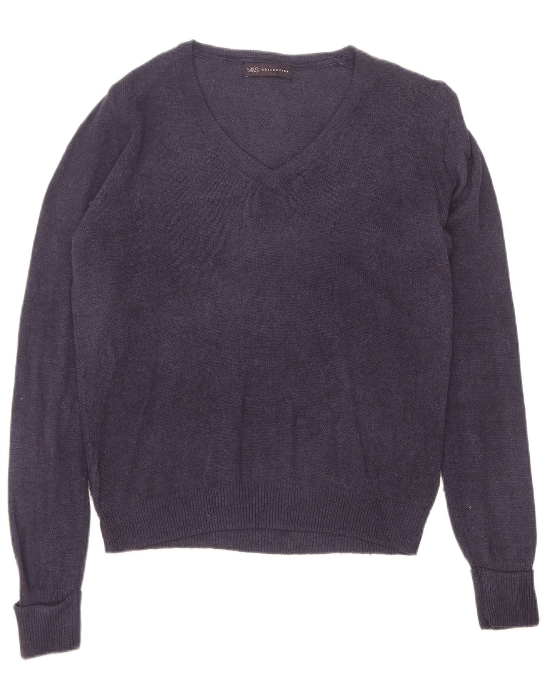 Marks & Spencer Γυναικείο πουλόβερ με λαιμόκοψη σε V UK 10 Small Navy Blue