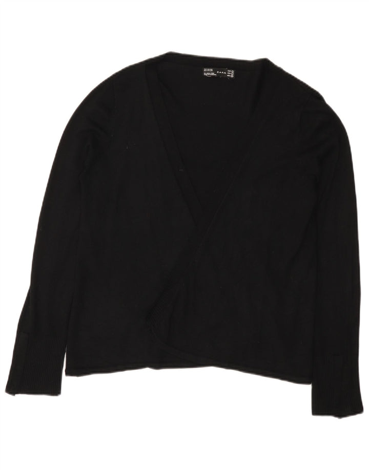 Zara Γυναικεία ανοιχτή ζακέτα UK 14 Large Black Rayon