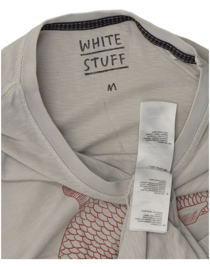 White Stuff Ανδρικό γραφικό T-Shirt Top Μεσαίο γκρι βαμβακερό