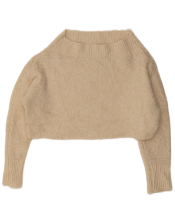 Γυναικείο πουλόβερ Benetton Crop μεγάλου μεγέθους Boat Neck Jumper UK 6 XS Off White