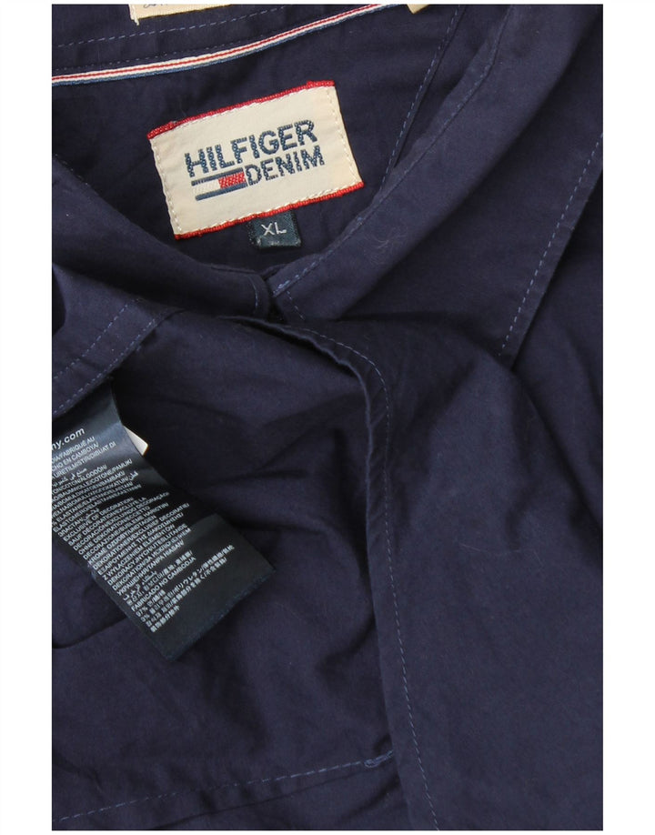 TOMMY HILFIGER Mens Shirt XL Navy Blue Cotton