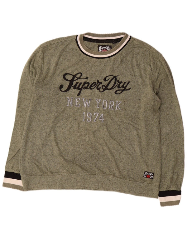Γυναικείο γραφικό φούτερ SUPERDRY Crop Jumper UK 14 Large Green Flecked