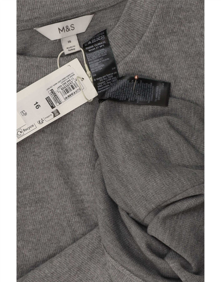 Marks & Spencer Γυναικείο T-Shirt Top UK 16 Large Grey Polyester