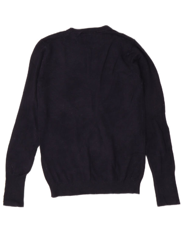 Zara Γυναικείο πουλόβερ με λαιμόκοψη UK 12 Medium Navy Blue Viscose