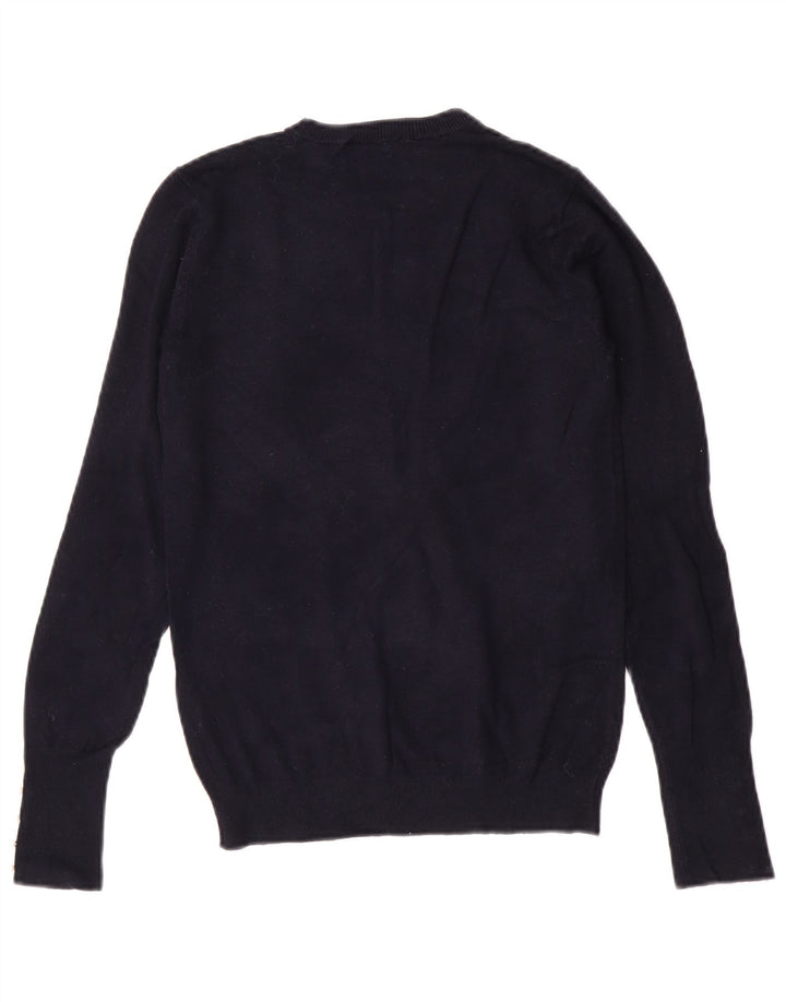 Zara Γυναικείο πουλόβερ με λαιμόκοψη UK 12 Medium Navy Blue Viscose