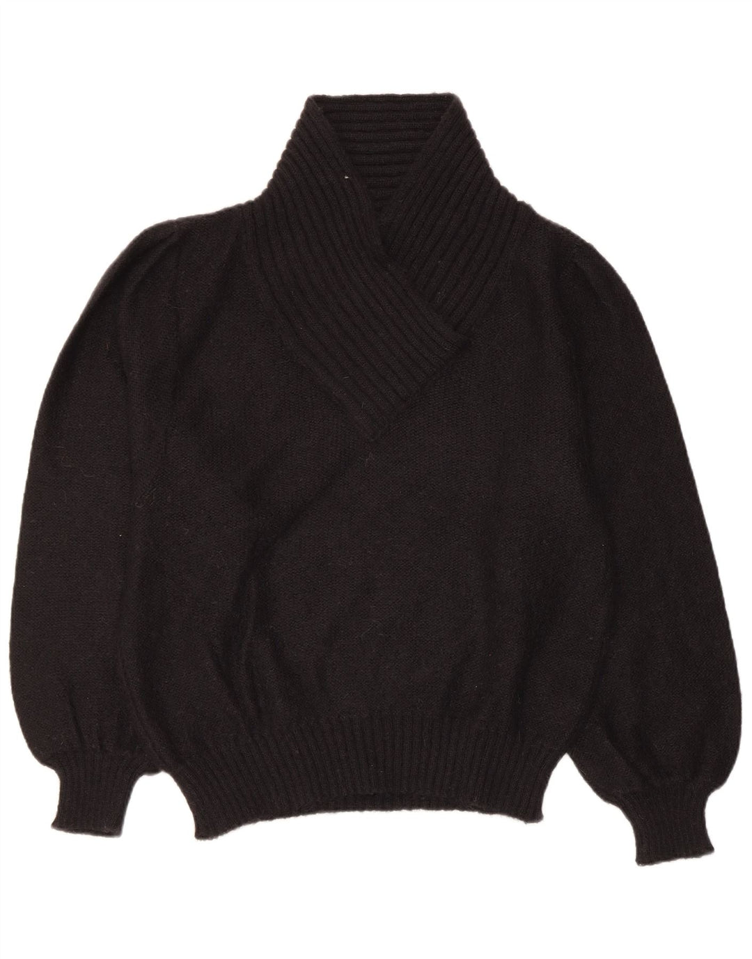 Vintage γυναικείο πουλόβερ με λαιμό σάλι US 6 Medium Black Mohair