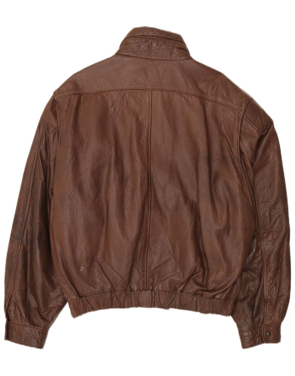 Vintage Ανδρικό Δερμάτινο Μπουφάν UK 44 2XL Καφέ Δερμάτινο