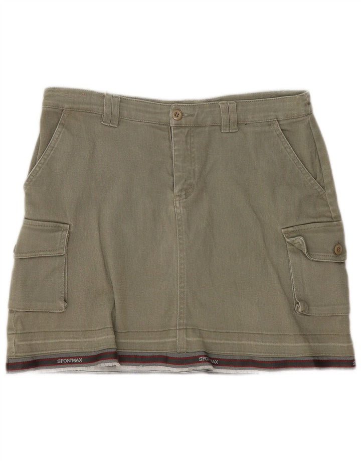 Vintage Γυναικεία Mini Cargo Φούστα IT 44 Medium W30 Χακί ριγέ βαμβακερή
