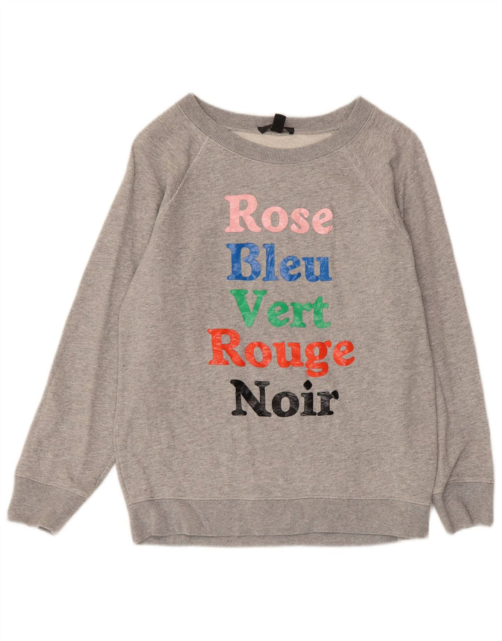 Γυναικείο γραφικό φούτερ J. CREW Jumper UK 10 Small Grey Cotton