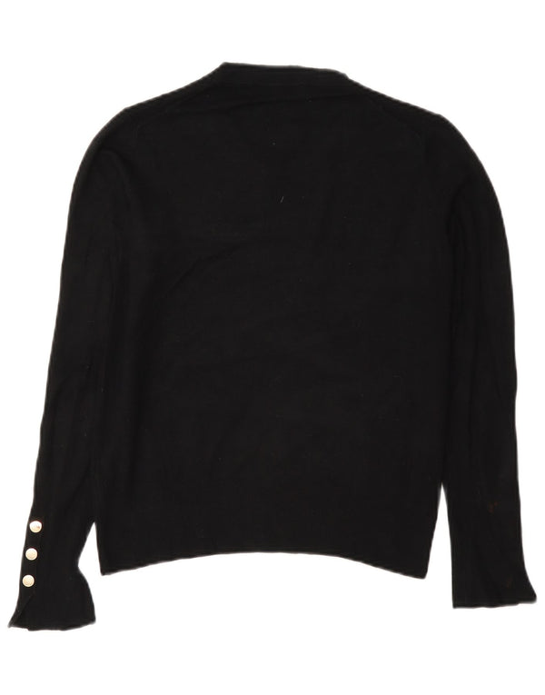 Zara Γυναικείο πουλόβερ με λαιμό σκάφος UK 10 Small Black Viscose