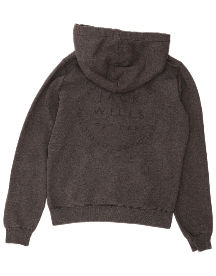 JACK WILLS Γυναικείο άλμα με κουκούλα γραφικών UK 14 Medium Grey