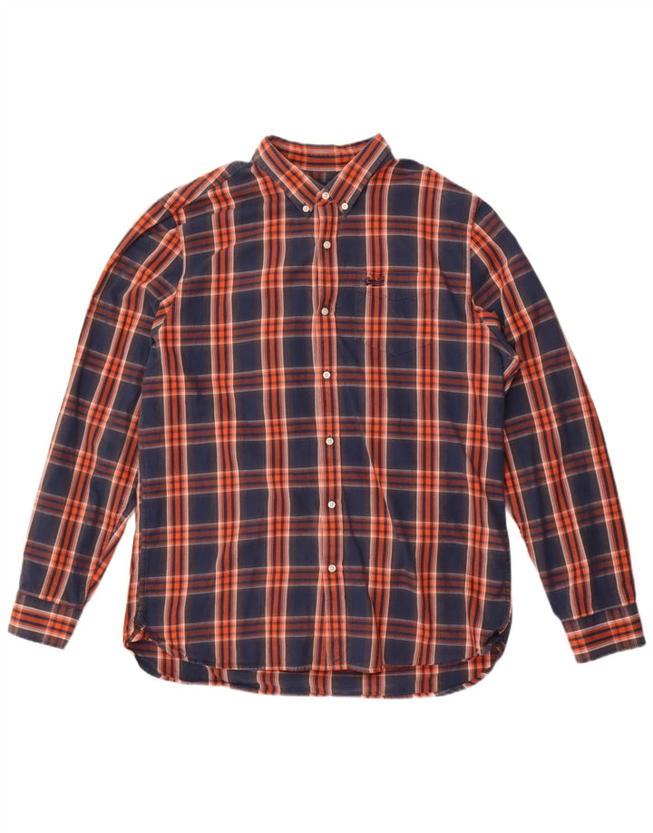 Ανδρικό φανελένιο πουκάμισο Superdry 2XL Navy Blue Check Cotton