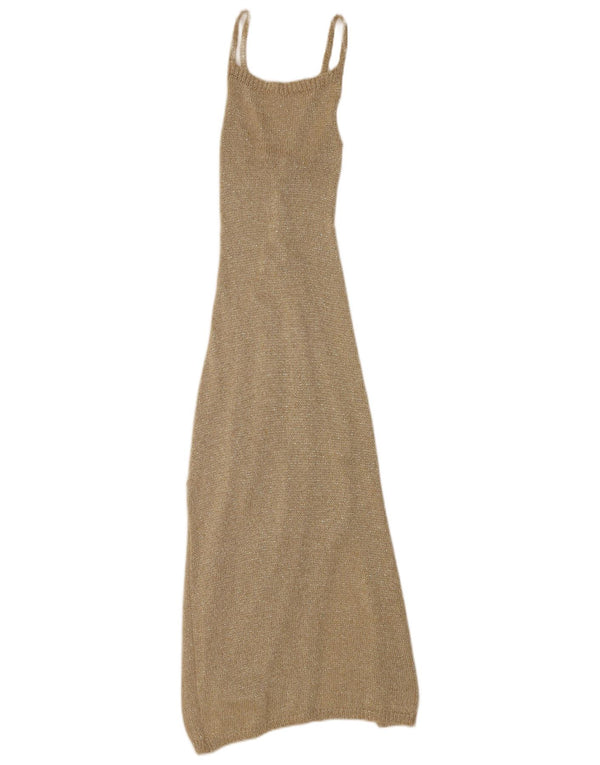 Vintage γυναικείο αμάνικο φόρεμα UK 4 XS Beige Flecked