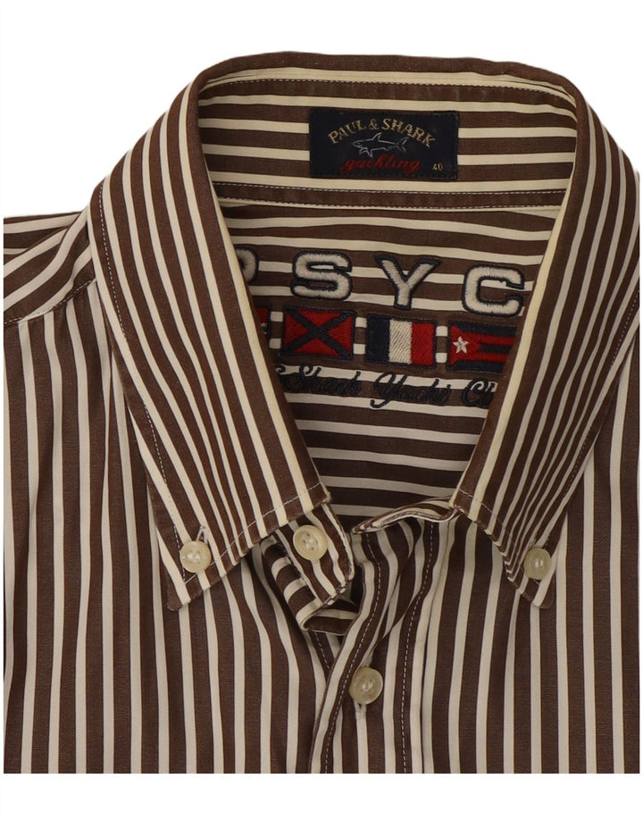 Ανδρικό πουκάμισο Paul & Shark, Μέγεθος 40, Μεσαίο Καφέ Βαμβακερό ριγέ