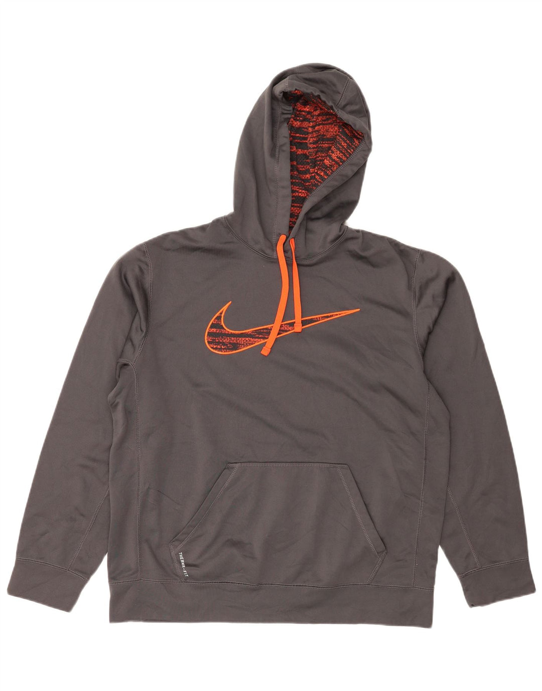 Μεγάλο γκρι πολυεστέρας Nike με γραφικό κάλυμμα με κουκούλα Therma-Fit
