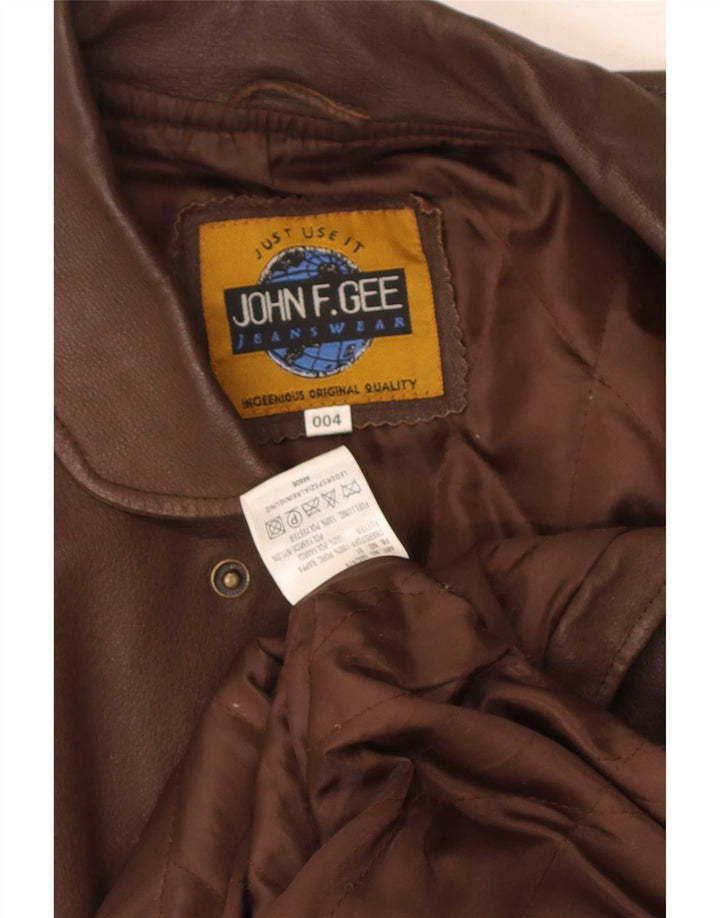John F Gee Mens Leather Gilet UK 38 Medium Brown
