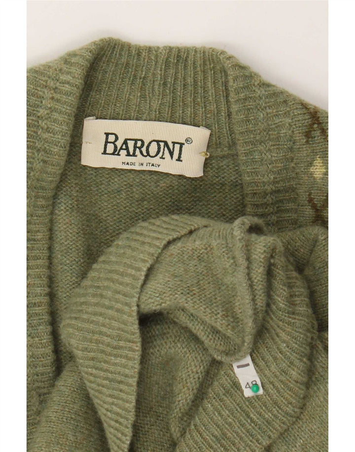 Ανδρικό πουλόβερ Baroni Cardigan IT 48 Medium Green Argyle/Diamond