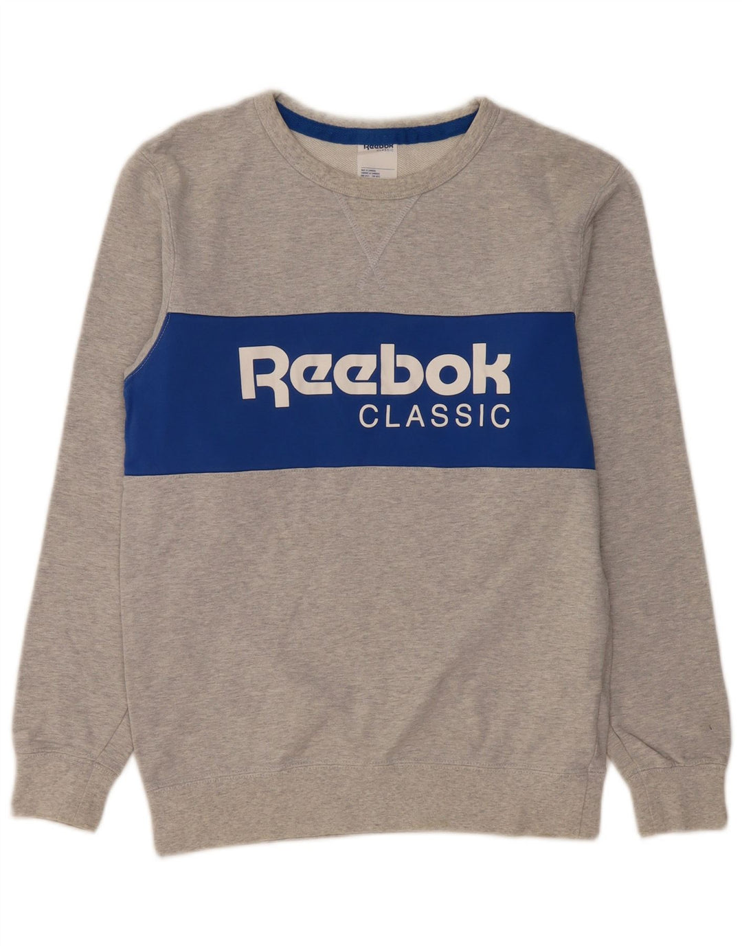 Ανδρικό γραφικό φούτερ REEBOK Jumper Small Grey Colourblock Βαμβακερό