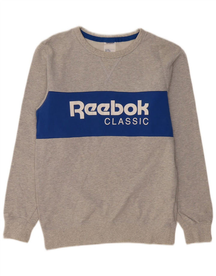 Ανδρικό γραφικό φούτερ REEBOK Jumper Small Grey Colourblock Βαμβακερό