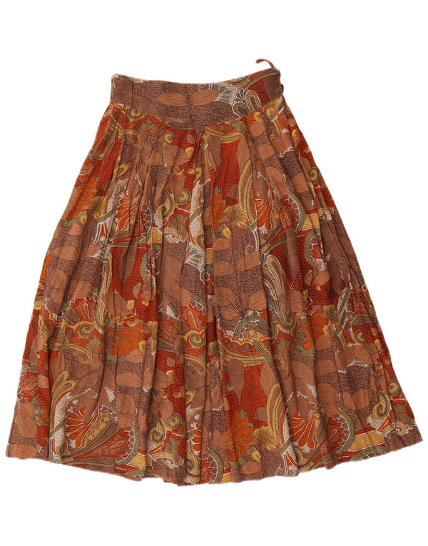 Vintage Γυναικεία Πλισέ Φούστα W24 XS Καφέ Floral