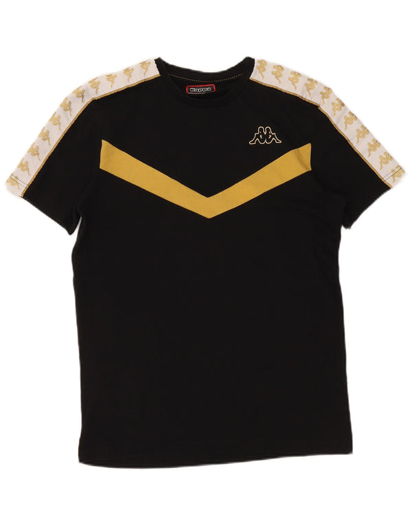 Ανδρικό γραφικό T-Shirt KAPPA Top Medium Black Colorblock Βαμβακερό