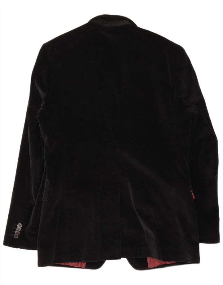 Conbipel Ανδρικό Στούντιο Στούντιο με 2 Κουμπιά Velvet Blazer Jacket IT 52 μεγάλο μαύρο βαμβακερό