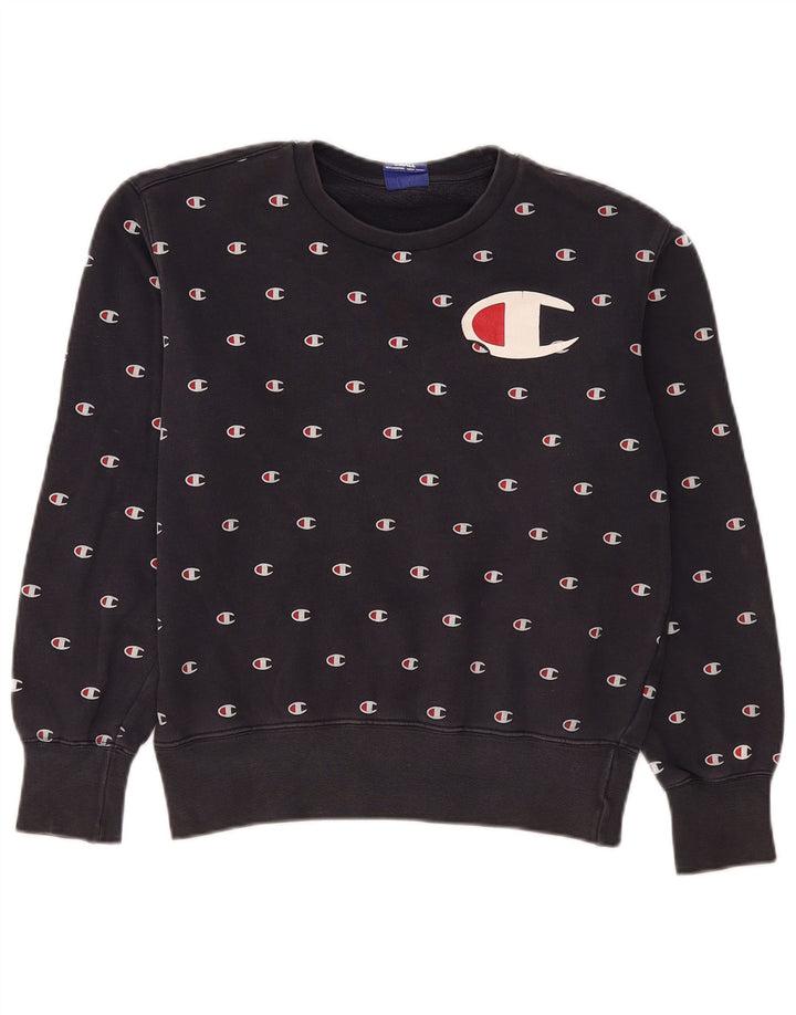 Champion Womens Oversized γραφικό φούτερ Jumper UK 10 Small Black
