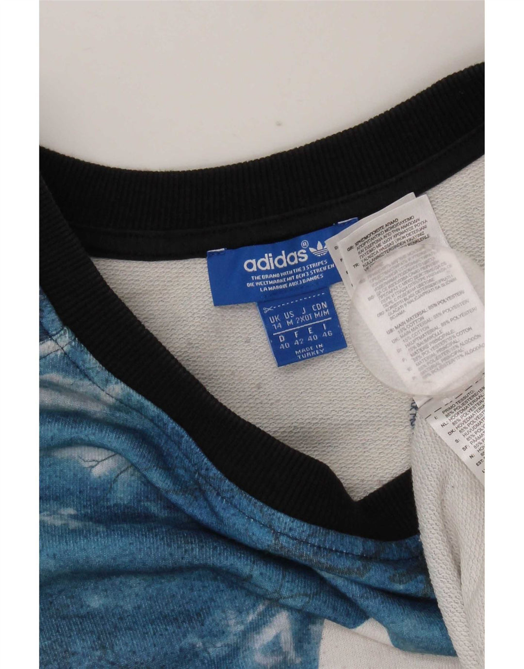 Γυναικεία γραφική φούτερ Adidas Jumper UK 14 Large Blue Tie Dye Polyester